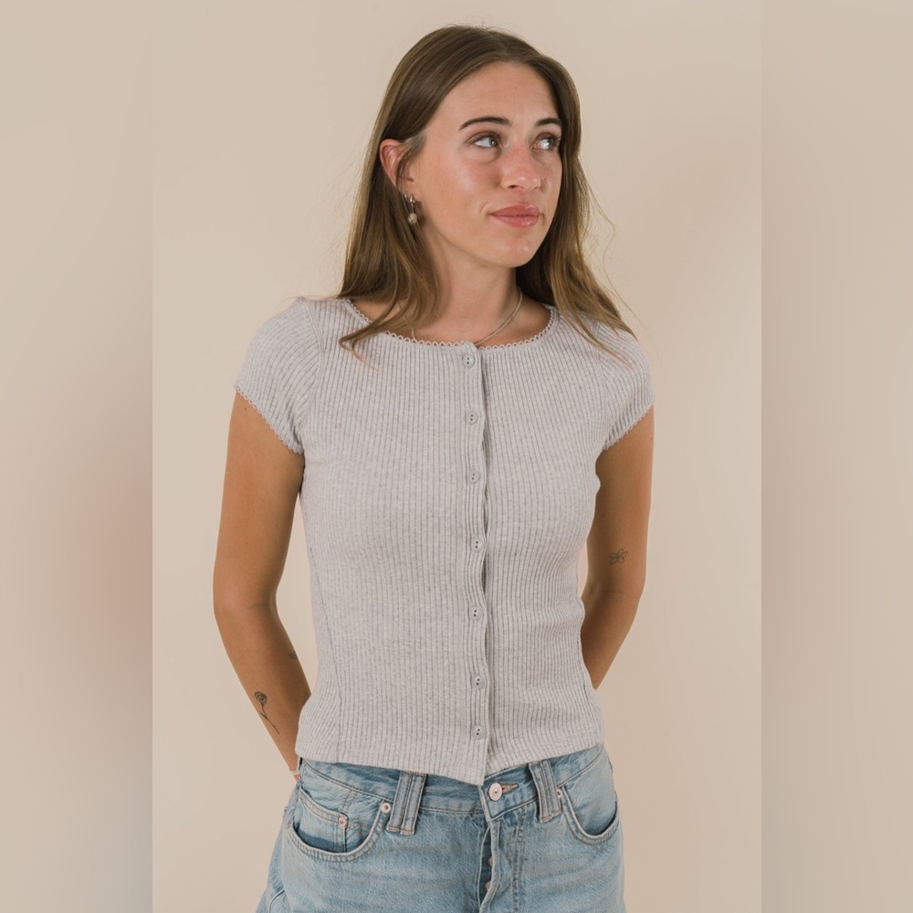 NWT Free People Most wanted cardi Grey Heather Button Top cardigan size M